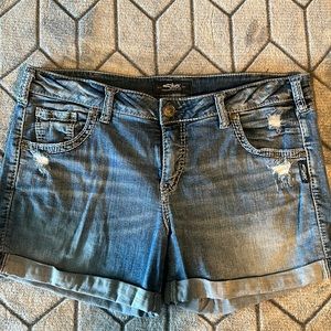 Women’s silver denim shorts